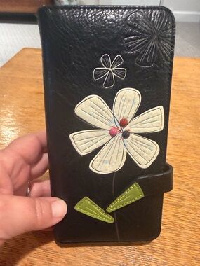 NWOT Espe Vegan Leather Wallet with Flower
